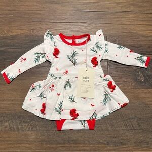 Kyte Baby Winterberry 0-3 Month Long Sleeve Twirl Bodysuit Dress